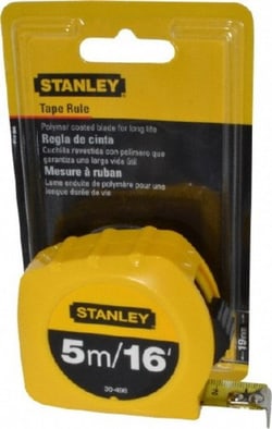MSC Stanley 30-496 16' x 3/4" Yellow Blade Tape Measure 1/32 & 1/16" &