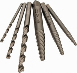 MSC Irwin 53700 6 Piece Spiral Flute Screw Extractor Set Screw Range 3/16