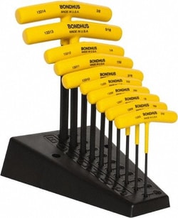 MSC Bondhus 13390 10 Piece T-Handle Hex Key Set Hex Range 3/32 to 3/8",