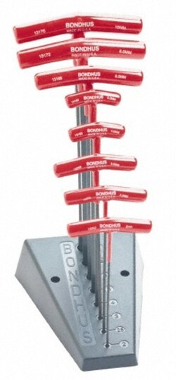 MSC Bondhus 13189 8 Piece T-Handle Ball End Hex Key Set Hex Range 2 to