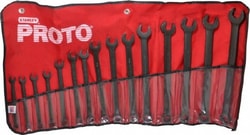 MSC&nbsp;Proto J1200F-MBASD 15 Pc, 7 - 21mm, 12-Point Metric Combination Wrench Set Black Oxide Finish, 15° Head