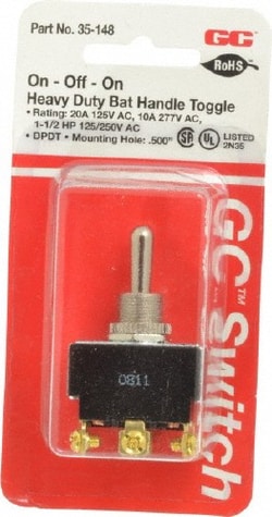 MSC GC/Waldom 35-148 DPDT Heavy Duty On-Off-On Toggle Switch Screw Terminal,