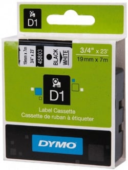 MSC Dymo 45803 3/4" x 23' Black Label Tape 3/4" Wide, 23' Long, Quantity: