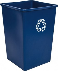 MSC Rubbermaid FG395873BLUE 35 Gallon Square Blue Recycling Container Polyethylene,