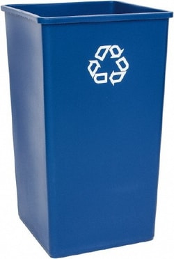 MSC Rubbermaid FG395973BLUE 50 Gallon Square Blue Recycling Container Polyethylene,
