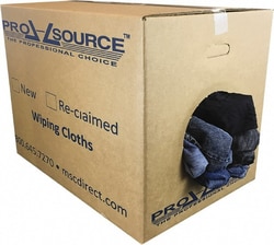MSC&nbsp;PRO-SOURCE PS-R010-C22-50 Reclaimed Rags Assorted Colors, Denim, Low Lint, 50 Lbs. at 2 to 4 per Pound, Box