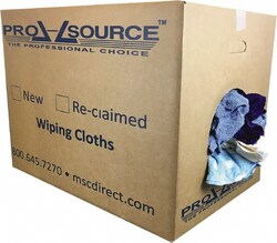 MSC&nbsp;PRO-SOURCE PS-R030-C54-50 Reclaimed Rags Assorted Colors, Terry Cloth, Medium Lint, 50 Lbs. at 3 to 4 per Pound, Box