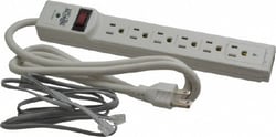 MSC Tripp-Lite TLP604TEL 6 Outlets, 120 Volts, 15 Amps, 4' Cord, Power Outlet Strip Free Hanging, Keyhole Mount, 5-15P NEMA Configuration, 10.8