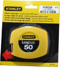 MSC Stanley 34-103 50' x 3/8" Yellow Blade Tape Measure 1/8" Graduation,