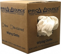 MSC&nbsp;PRO-SOURCE PS-R010-W80-5 Reclaimed Cotton Polishing and Dust Cloths White, Flannel, Low Lint, 5 Lbs. at 3 to 4 per Pound, Box
