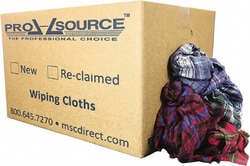 MSC&nbsp;PRO-SOURCE PS-R010-C12-25 Reclaimed Cotton Polishing and Dust Cloths Assorted Colors, Flannel, Low Lint, 25 Lbs. at 3 to 4 per Pound, Box