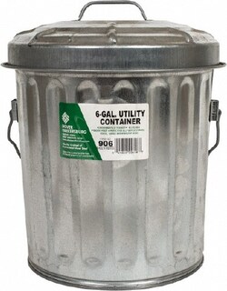 MSC PRO-SOURCE 6106 Galvanized Metal Pail with Lid Galvanized Metal, 12-1/8"