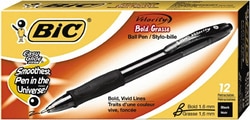 MSC&nbsp;Bic BICVLGB11BK Pack of (12) Conical Ball Point Pens Black