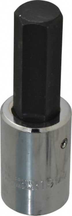 MSC Proto J5441-19M 1/2" Drive, 19mm Hand Hex Bit Socket 4" Overall Length,