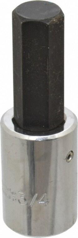 MSC Proto J54413/4 1/2" Drive, 3/4" Hand Hex Bit Socket 4" Overall Length,