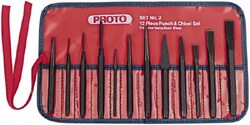 MSC Proto J2S2 12 Piece Punch & Chisel Set 3/16 to 1/2" Chisel, 3/32 to