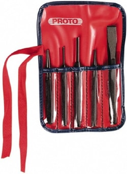 MSC Proto J3S2 5 Piece Punch & Chisel Set 5/8" Chisel, 1/8 to 3/8" Punch,