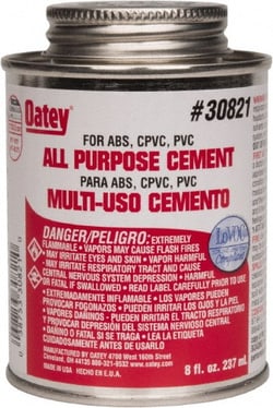 MSC Oatey 30821 8 oz All-Purpose Medium Bodied Cement Clear, Use with ABS,