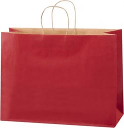 MSC Value Collection BGS108SC Pack of (250) Kraft Grocery Bags 16 x 6 x 12, Scarlet
