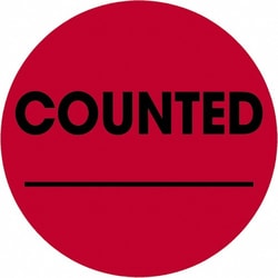 MSC COUNTED CIRC RED 500RL TAPE LOGIC FLUOR LABEL, Quantity: Each of 1