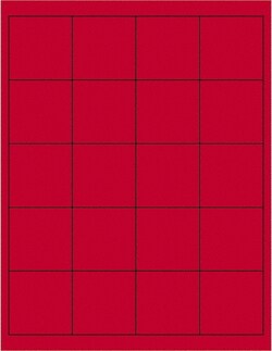 MSC 2X2 FLUOR RED 2000/CS RECTANGLE LASER LABEL