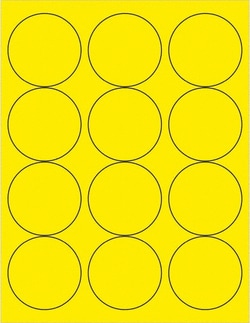 MSC 2.5 FLUOR YLW 1200/CS CIRCLE LASER LABEL, Quantity: Pack of 1200