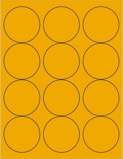 MSC 2.5 FLUOR ORG 1200/CS CIRCLE LASER LABEL, Quantity: Pack of 1200