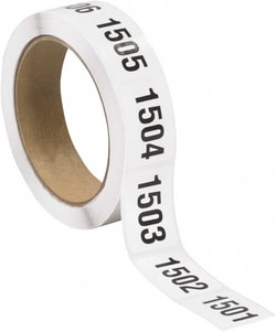 MSC&nbsp;Tape Logic Inventory Labels, 1-1/2 in Square, Black/White Paper, 500/Roll