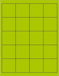 MSC 2X2 FLUOR GRN 2000/CS RECTANGLE LASER LABEL, Quantity: Pack of 2000