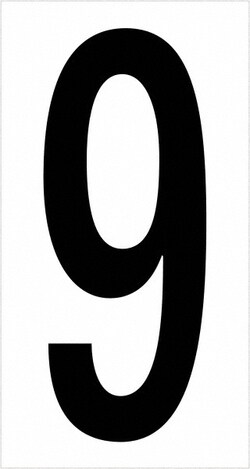 MSC Tape Logic DL9309 Pack of (50), 3-1/2" Black/White Vinyl Numbers For