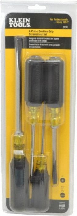 MSC Klein Tools 85105 4 Piece Cabinet, Keystone & Phillips Screwdriver Set Bit Sizes: Philips #2
