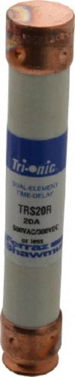 MSC Ferraz Shawmut TRS20R 300 VDC, 600 VAC, 20 Amp, Time Delay General Purpose Fuse Clip Mount, 127mm Overall Length, 20 at DC, 200 at AC kA Rating, 13/16