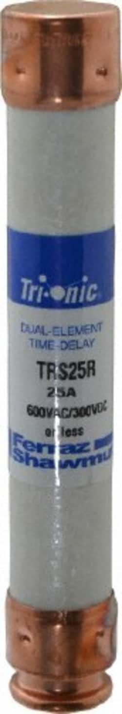 MSC&nbsp;Ferraz Shawmut TRS25R 300 VDC, 600 VAC, 25 Amp, Time Delay General Purpose Fuse Clip Mount, 127mm Overall Length, 20 at DC, 200 at AC kA Rating, 13/16
