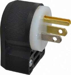 MSC Hubbell Wiring Device-Kellems HBL5266CA 125 VAC, 15 Amp, 5-15P NEMA, Angled, Self Grounding, Commercial, Industrial Grade Plug 2 Pole, 3 Wire, 1 Phase, 1/2 hp, Nylon, Black, White