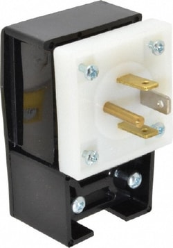 MSC&nbsp;Hubbell Wiring Device-Kellems HBL8411C 125/250 VAC, 20 Amp, 14-20P NEMA, Angled, Self Grounding, Commercial, Industrial Grade Plug 3 Pole, 4 Wire, 1 Phase, 2 hp, Nylon, Black, White