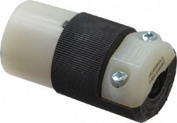 MSC Hubbell Wiring Device-Kellems HBL5469C 250 VAC, 20 Amp, 6-20R NEMA, Straight, Self Grounding, Commercial, Industrial Grade Connector 2 Pole, 3 Wire, 1 Phase, 2 hp, Nylon, Black, White