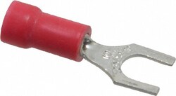 MSC Thomas & Betts 18RA-10F #10 Stud, 22 to 16 AWG Compatible, Partially Insulated, Crimp Connection, Standard Fork Terminal 0.31