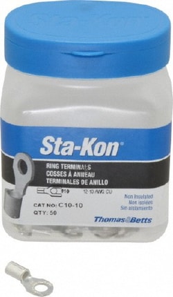 MSC&nbsp;Thomas & Betts C10-10 12-10 AWG Noninsulated Crimp Connection D Shaped Ring Terminal #10 Stud, 0.85