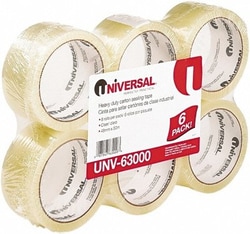 MSC UNIVERSAL UNV63000 Pack of (6) 55 Yd Rolls 2" Clear Box Sealing & Label