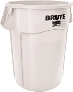 MSC Rubbermaid FG261000WHT 10 Gallon White Round Trash Can Polyethylene,