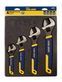 MSC Irwin 2078706 4 Pc, 6 - 12mm, Inch/Metric Adjustable Wrench Set Chrome