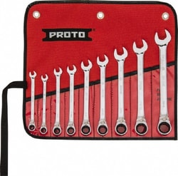 MSC Proto JSCVT-9S 9 Pc, 9/32 - 3/4", 12-Point Reversible Ratcheting Combination