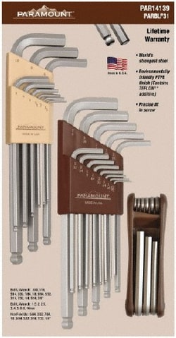 MSC Paramount PAR14139 31 Piece L-Wrench/Fold-Up Combo Hex Key Set Hex Range 0.05 to 3/8