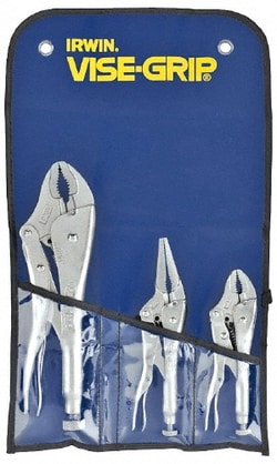 MSC Irwin 73 3 Piece Locking Plier Set Comes in Tool Roll, Quantity: Each