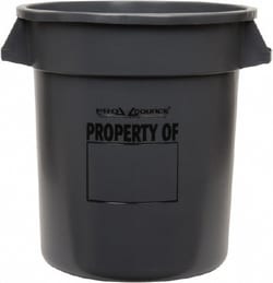 PRO-SOURCE MSC1001GY 10 Gallon Round Gray Trash Can Polyethylene