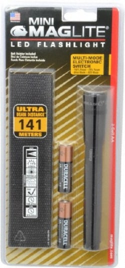 MSC Mag-Lite SP2201H White LED Bulb, 97 Lumens, Mini Flashlight Black Aluminum