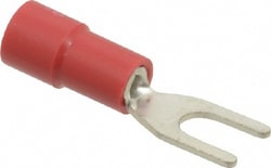 MSC&nbsp;Thomas & Betts TV18-6F-XV #6 Stud, 22 to 16 AWG Compatible, Partially Insulated, Crimp Connection, Standard Fork Terminal 1/4