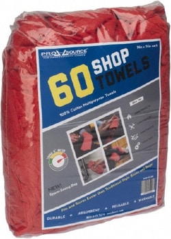 MSC&nbsp;PRO-SOURCE 42-PRO-ST60 Pack of (60) 14 Inch Long x 14 Inch Wide Virgin Cotton Shop Towels & Industrial Rags Red, Huck Toweling, Lint Free, 60 Sheets per Pack