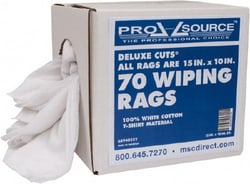 MSC&nbsp;PRO-SOURCE 42-PRO-70DCW Pack of (70) 10 Inch Long x 15 Inch Wide Virgin Cotton Rags White, Knit, Lint Free, 70 Sheets per Pack, Box
