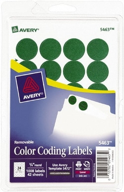 MSC&nbsp;Green Paper Color Coding Labels, 1008/pk